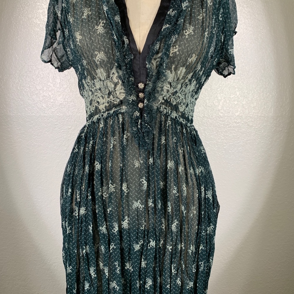 Yellowfield 8 Silk Chiffon Texel Dress in Starry Wine Bottle Size M NWT - Picture 4 of 7
